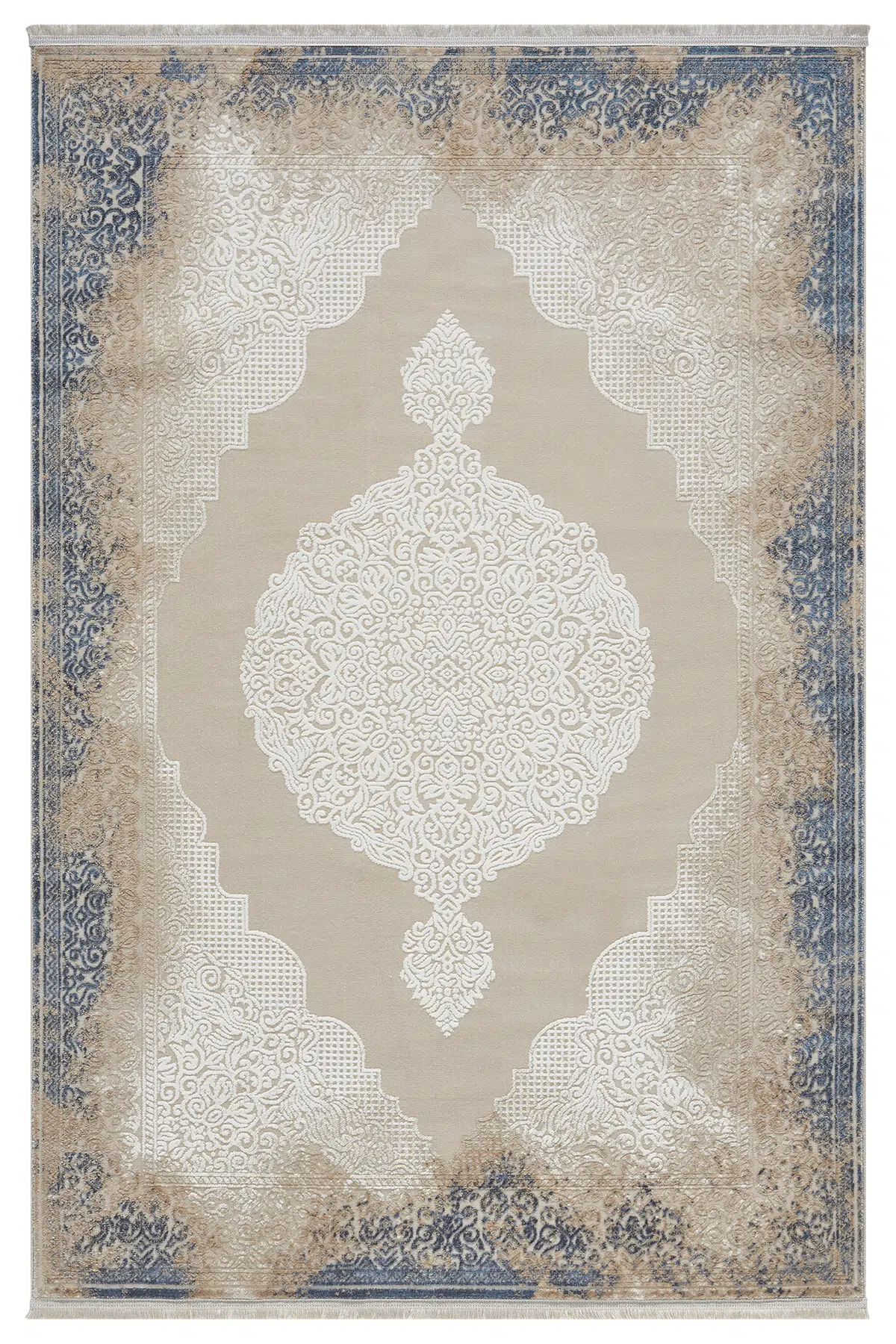 Asya Mavi Halı Akrilik Halı Yumuşak Dokulu Salon Oturma Odası Yatak Odası Halısı 524