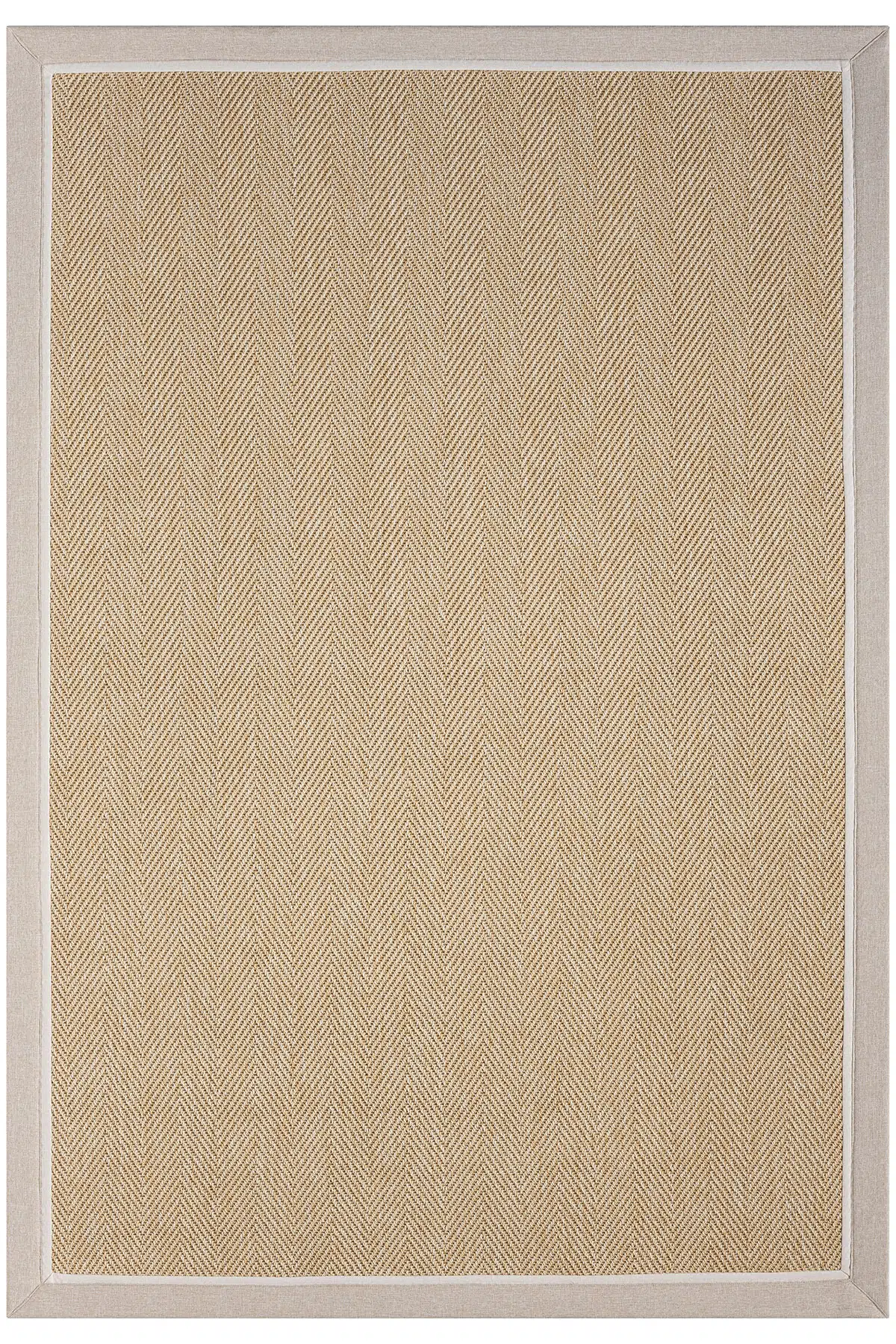 Bombay Bej Halı Bej Krem Bordürlü Kolay Temizlenen Hasır Dokulu Sisal Halı 665