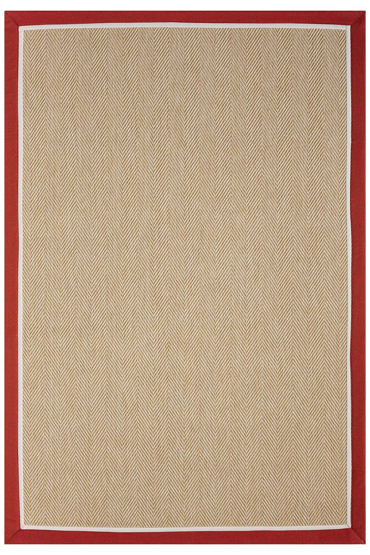 Bombay Bej Halı Bordo Krem Bordürlü Kolay Temizlenen Hasır Dokulu Sisal Halı 665