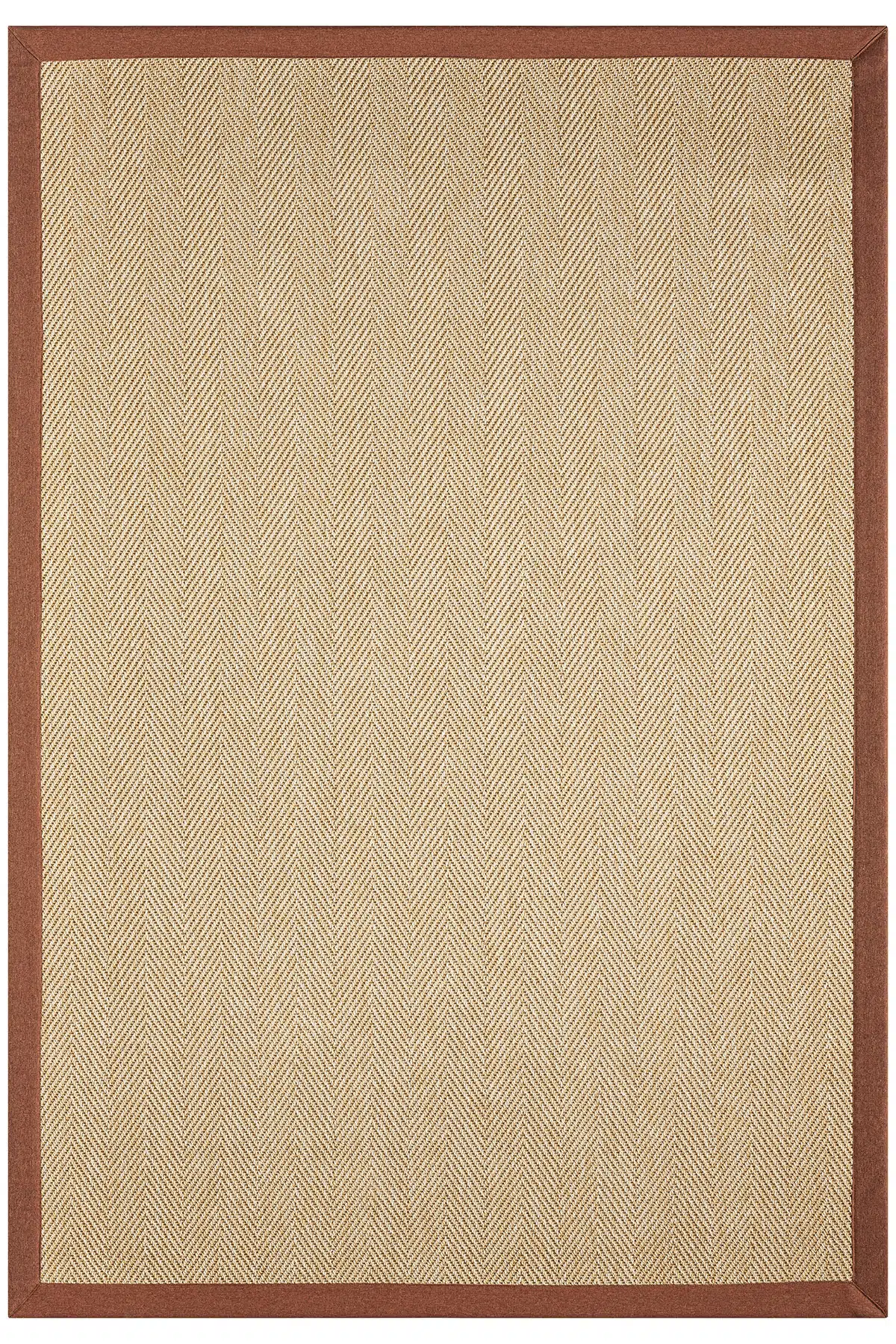 Bombay Bej Halı Terra Bordürlü Kolay Temizlenen Hasır Dokulu Sisal Halı 665