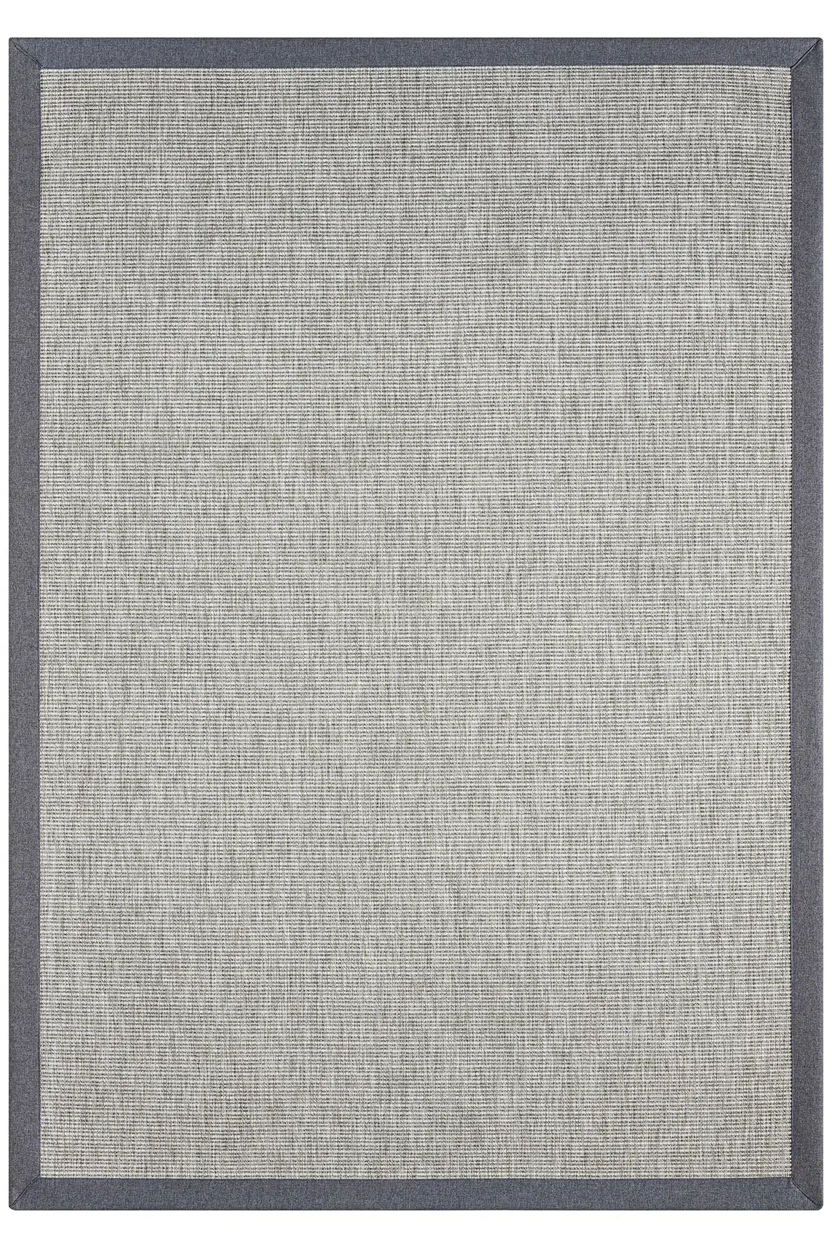 Bombay Gri Halı Mavi Bordürlü Kolay Temizlenen Hasır Dokulu Sisal Halı 663