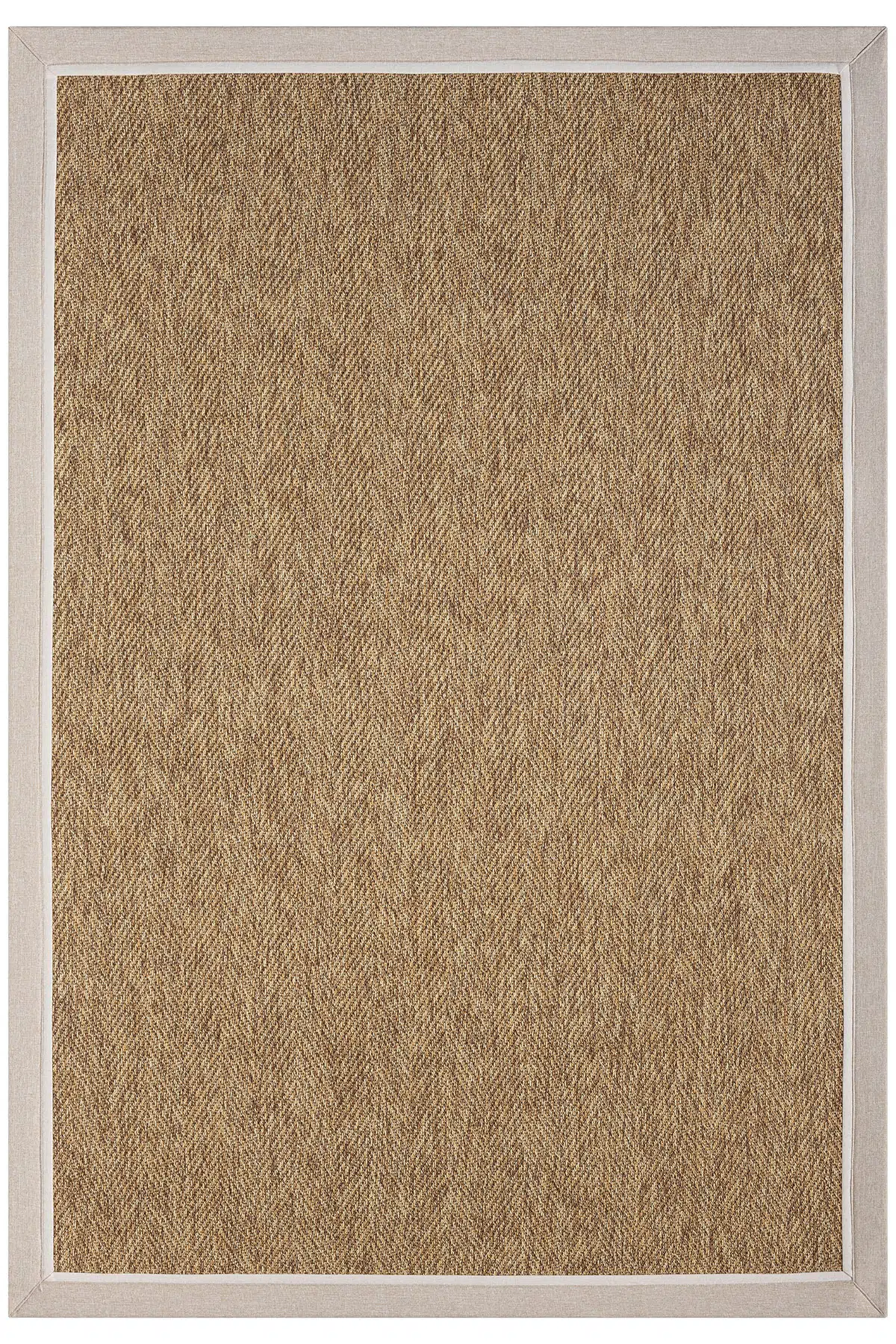 Bombay Kahve Halı Bej Krem Bordürlü Kolay Temizlenen Hasır Dokulu Sisal Halı 665