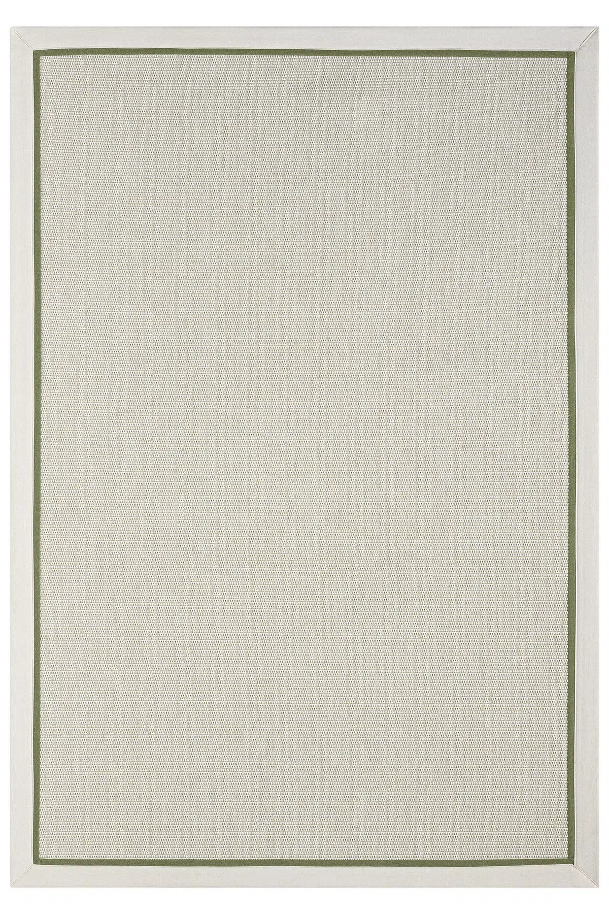 Bombay Krem Halı Krem Yeşil Bordürlü Kolay Temizlenen Hasır Dokulu Sisal Halı 664