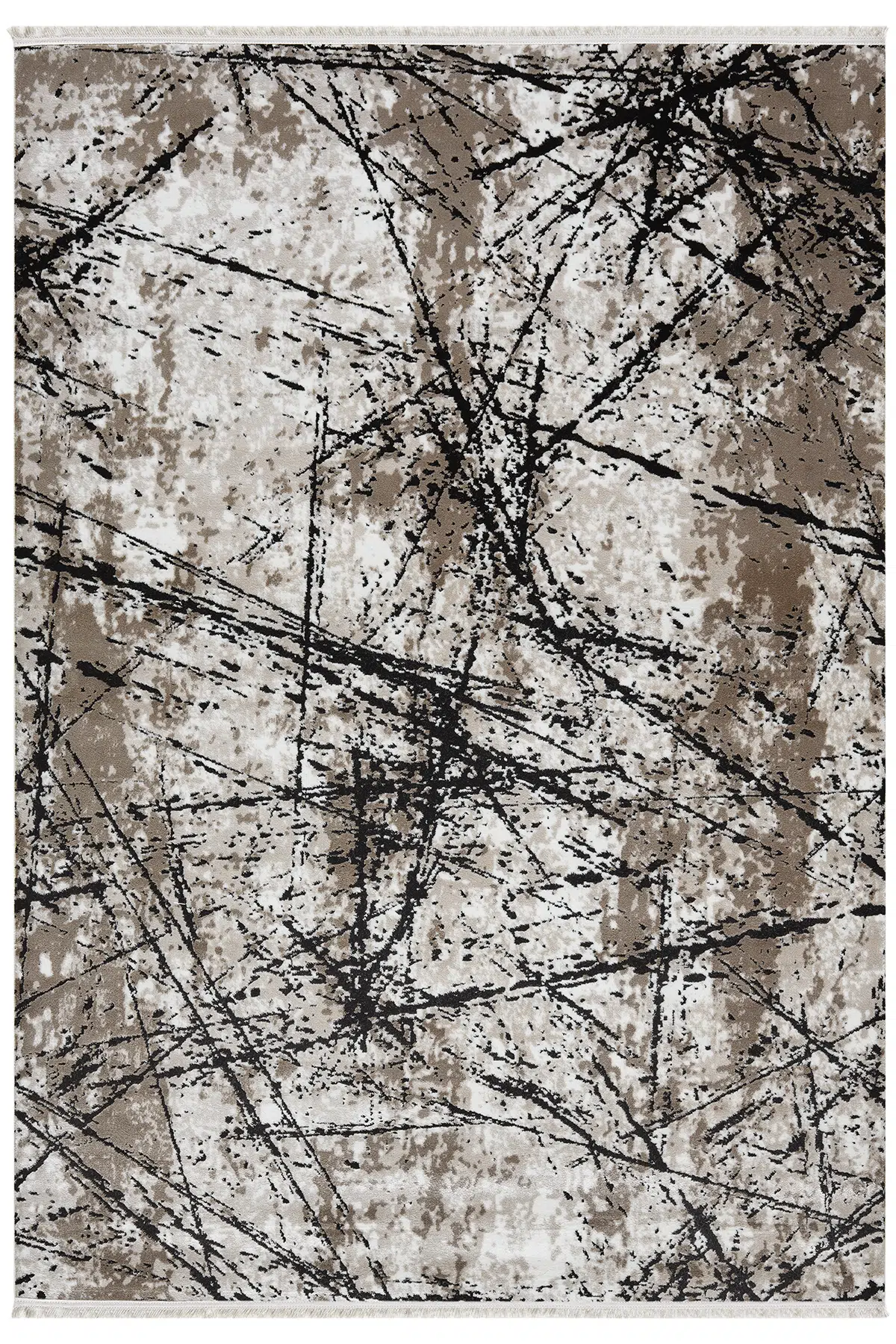 Roma Bej Siyah Halı Akrilik Halı Yumuşak Dokulu Salon Oturma Odası Yatak Odası Halısı 413